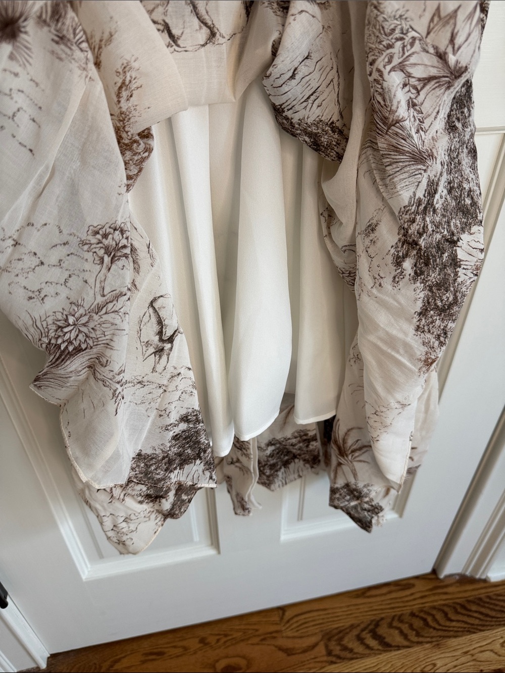 Sandro Paris | Toile Print Ruffle Midi Dress | Ecru Brown | FR 36 US Small |NWT - Picture 8 of 10